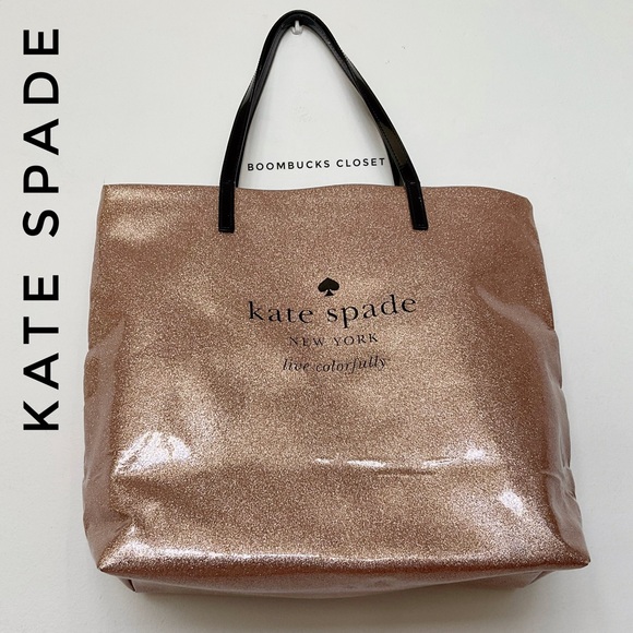 Kate Spade Rose Gold Glitter Tote Bag NWOT - Picture 6 of 16